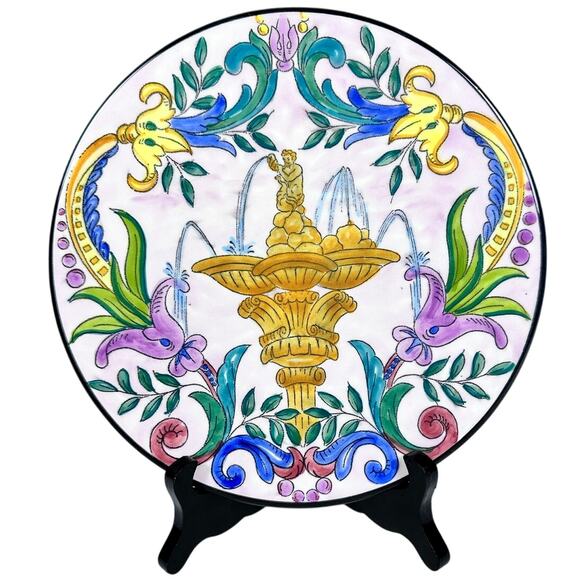 Ceramar Hand Painted Vintage Neo-Classical 9" Wall Plate-Spain-Excellent & Rare! - Picture 2 of 3